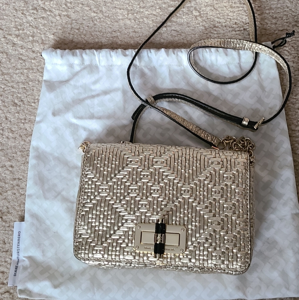 DVF small gold cross body bag